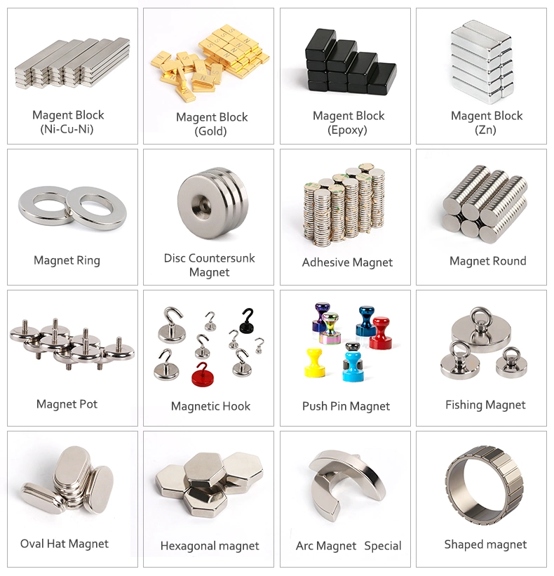 Rare Earth Nickel/Ni-Cu-Ni/Zn/Silver/Copper/Epoxy Coated Block Neodymium Customized Shape Magnet N52 Magnetic Material